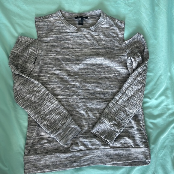 Grey Cold Shoulder Thin Sweatshirt - Picture 2 of 5